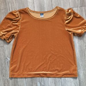 Old Navy Girls Gold Yellow Velvet Puff Sleeve Tee 14-16